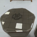 Faceted Octagonal Sofa Side Table with Smoked Mirror Top and Single Drawer